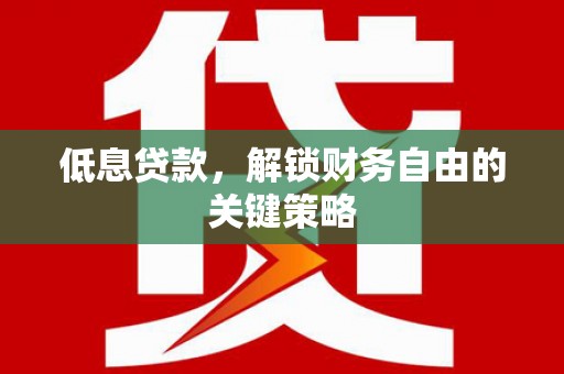 辽阳低息贷款，解锁财务自由的关键策略