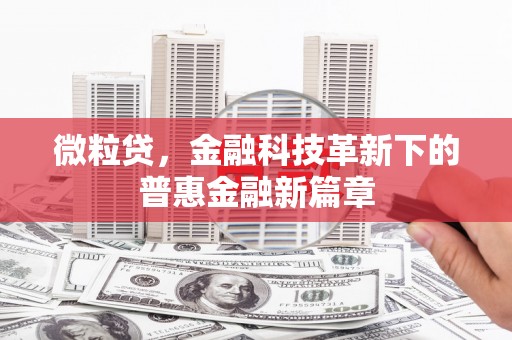 辽阳微粒贷，金融科技革新下的普惠金融新篇章